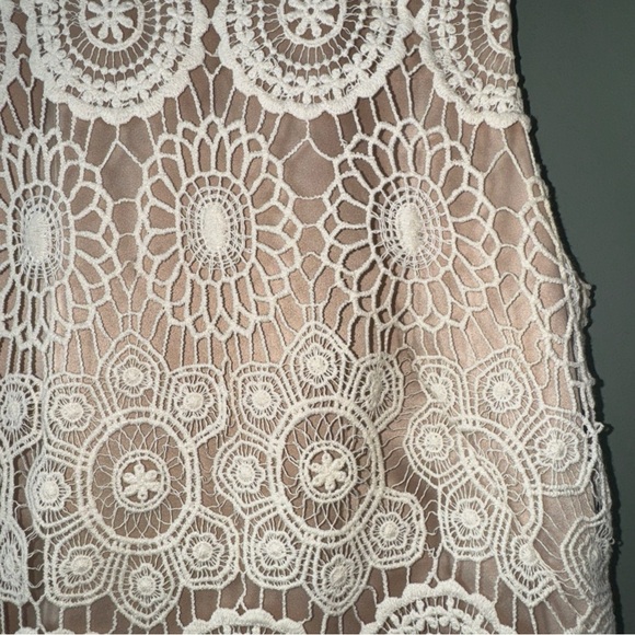 Eliza J Ivory Crochet Lace with Nude Underlay Sleeveless Petite Sheath Dress 2P - Picture 4 of 12